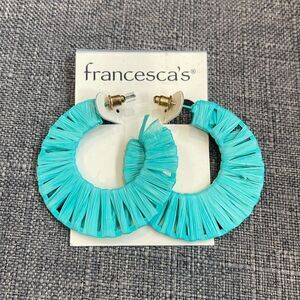 Francesca’s Teal Flat Hoop Earrings